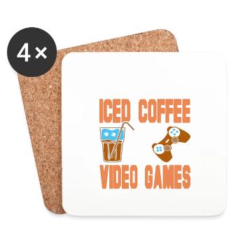 What I Need Is Iced Coffee And My Video Games - Untersetzer (4er-Set) - Weiß - Vorne