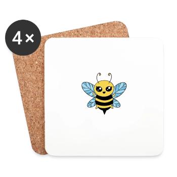 Don't Worry Bee Happy 28 - Coasters (set of 4) - white - Front