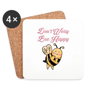 Ne vous inquiétez pas Bee Happy 31 - Dessous de verre (lot de 4) - blanc - Devant