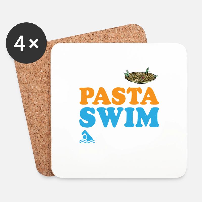 Eat Pasta Swim Fasta 9 - Untersetzer (4er-Set) - Weiß