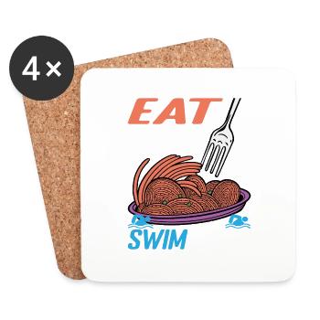 Eat Pasta Swim Fasta 11 - Untersetzer (4er-Set) - Weiß - Vorne