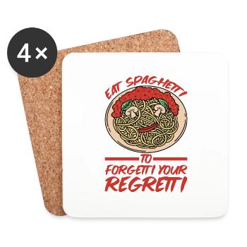 Eat Spaghetti To Forgetti Your Regretti 5 - Coasters (set of 4) - white - Front