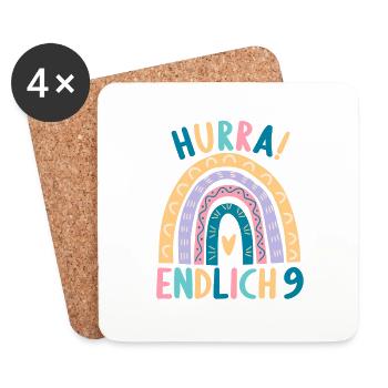 9 Jahre alt Rainbow Regenbogen 9. Geburtstag - Untersetzer (4er-Set) - Weiß - Vorne
