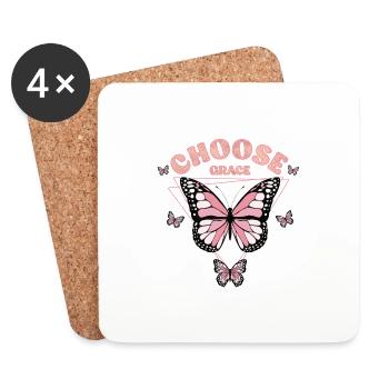Butterfly Flower Motivational Saying Woman - Coasters (set of 4) - white - Front