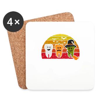 Teeth Ghost Pumpkin Witch Cute Dentist - Coasters (set of 4) - white - Front