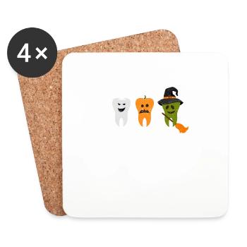 Teeth Ghost Pumpkin Witch Cute Dentist - Coasters (set of 4) - white - Front