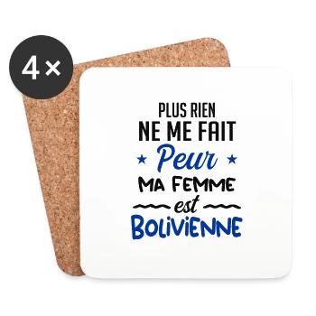 Rien ne me fait peur ma femme est Bolivienne - Dessous de verre (lot de 4) - blanc - Devant