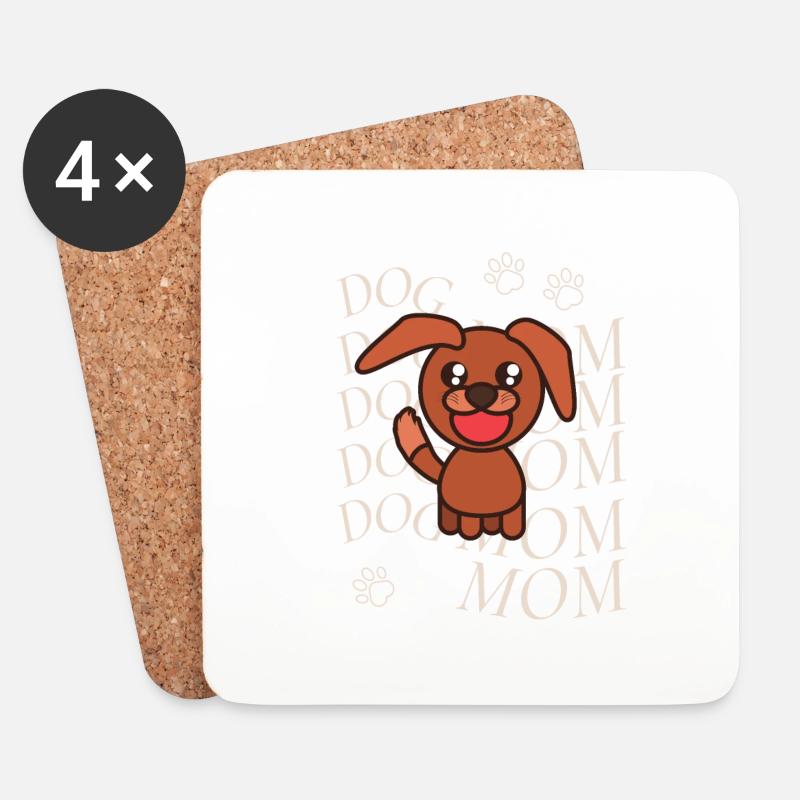 Dogmom - Untersetzer (4er-Set) - Weiß