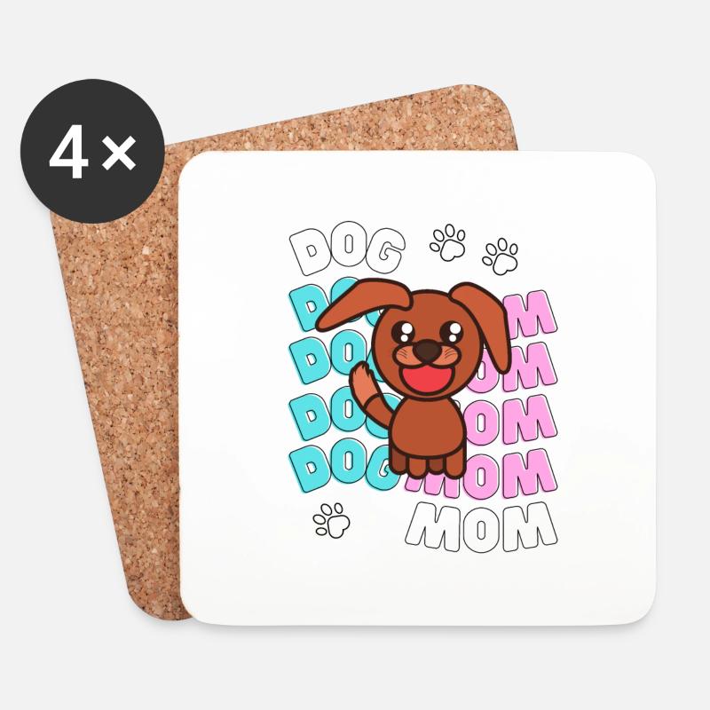 Dogmom - Untersetzer (4er-Set) - Weiß