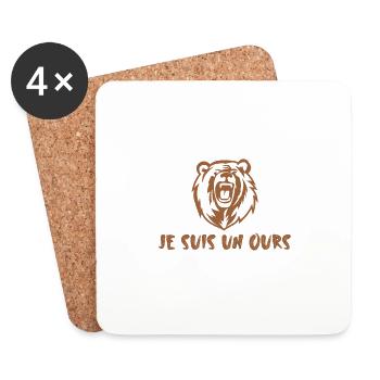 Je suis un ours - Dessous de verre (lot de 4) - blanc - Devant