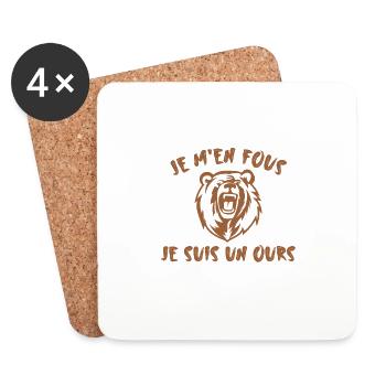Je suis un ours - Dessous de verre (lot de 4) - blanc - Devant