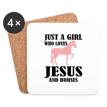 Just A Girl Who Loves Jesus And Horses Pferd - Untersetzer (4er-Set) - Weiß - Vorne