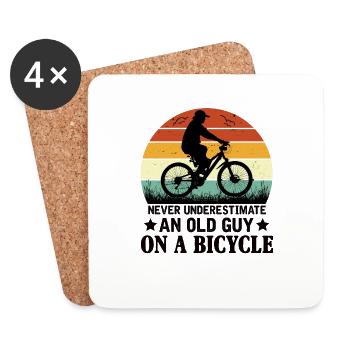 Never underestimate an old man by bike - Coasters (set of 4) - white - Front