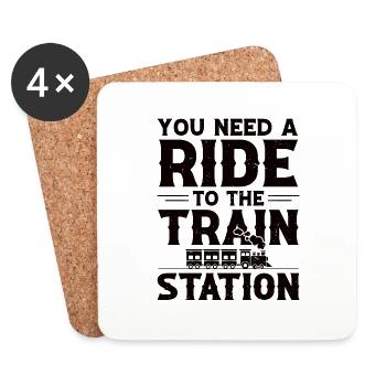 Train Trains Steam Locomotive Railway Model Railway - Coasters (set of 4) - white - Front