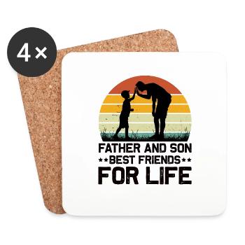 Père & Fils Meilleurs Amis pour la Vie - Père Fils - Dessous de verre (lot de 4) - blanc - Devant