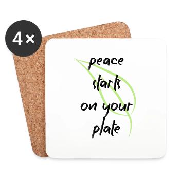 Vegan Veganer Tierschutz Vegetarier Vegetarisch - Untersetzer (4er-Set) - Weiß - Vorne