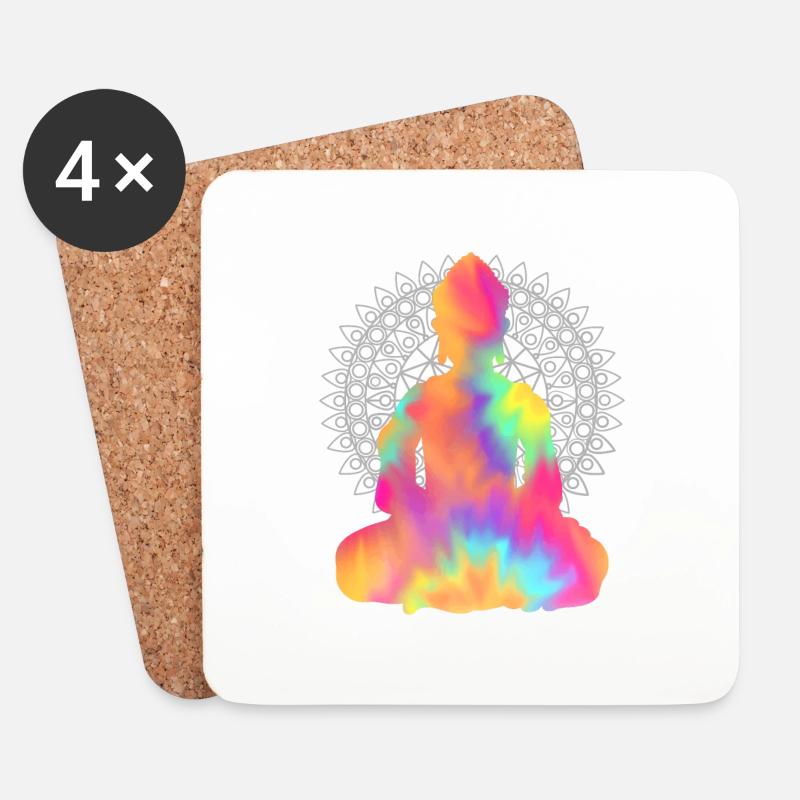Buddha TieDye - Untersetzer (4er-Set) - Weiß