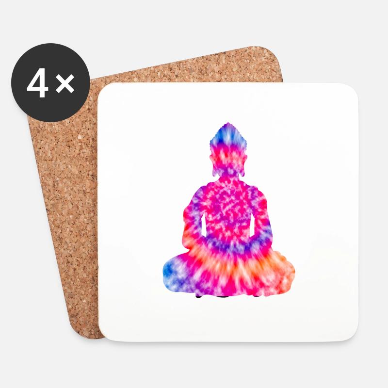 Buddha TieDye - Untersetzer (4er-Set) - Weiß