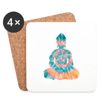 Bouddha TieDye - Dessous de verre (lot de 4) - blanc - Devant
