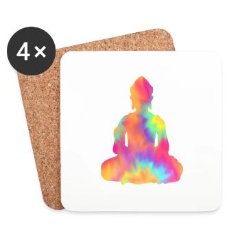 Bouddha TieDye - Dessous de verre (lot de 4) - blanc - Devant