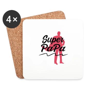 SUPER PAPA - Dessous de verre (lot de 4) - blanc - Devant
