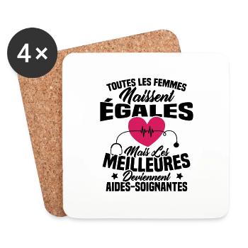 Les meilleures femmes deviennent aides-soignantes - Dessous de verre (lot de 4) - blanc - Devant