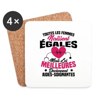 Les meilleures femmes deviennent aides-soignantes - Dessous de verre (lot de 4) - blanc - Devant