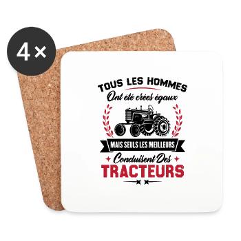 Les meilleurs conduisent des tracteurs Cadeau - Dessous de verre (lot de 4) - blanc - Devant
