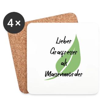 Vegan Veganer Tierschutz Vegetarier Vegetarisch - Untersetzer (4er-Set) - Weiß - Vorne