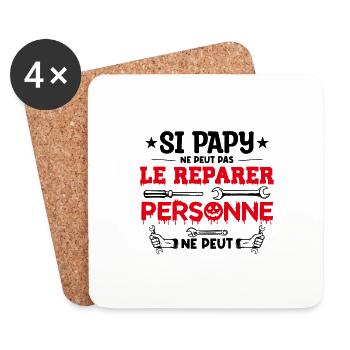si papy ne peut pas le réparer personne ne peut - Dessous de verre (lot de 4) - blanc - Devant