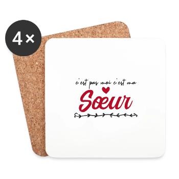 je t'aime ma sœur - Dessous de verre (lot de 4) - blanc - Devant