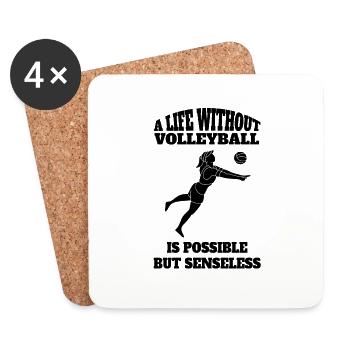 Volleyball de plage Volleyball Cadeau Volleyball - Dessous de verre (lot de 4) - blanc - Devant