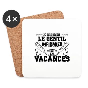 je suis une infirmier gentille est une vacances - Dessous de verre (lot de 4) - blanc - Devant