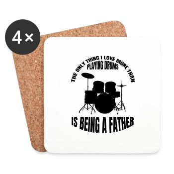 Batterie drôle papa batteur père musicien - Dessous de verre (lot de 4) - blanc - Devant