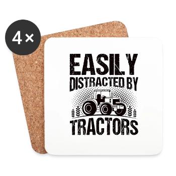 Agriculteur Tracteur Agriculture Agriculteur Tracteur Ferme - Dessous de verre (lot de 4) - blanc - Devant