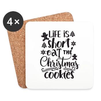 Life is short! Eat more cookies - Coasters (set of 4) - white - Front