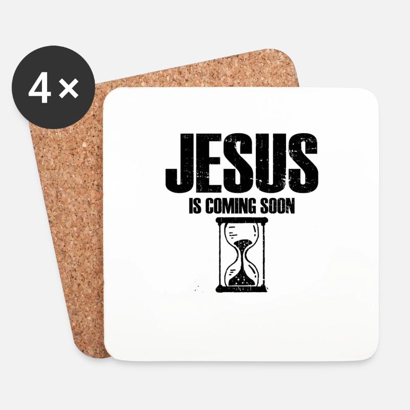 Jesus Is Coming Soon Countdown Christian Jesus - Untersetzer (4er-Set) - Weiß