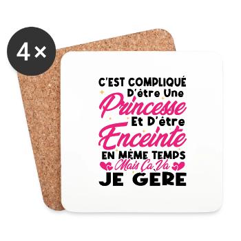 C'est compliqué d'être une princesse et enceinte - Dessous de verre (lot de 4) - blanc - Devant