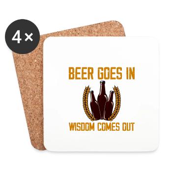 Beer Goes In, Wisdom Comes Out 4 - Coasters (set of 4) - white - Front