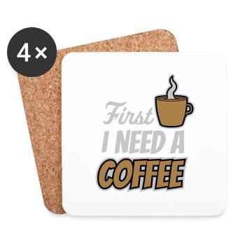Fist I need Coffee - Untersetzer (4er-Set) - Weiß - Vorne