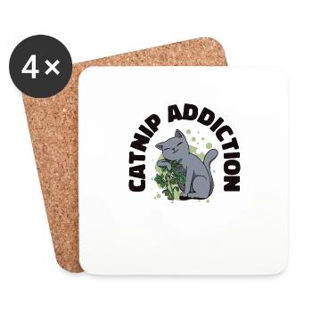 Catnip Addiction Cat Owner Pet Cat Parent - Coasters (set of 4) - white - Front
