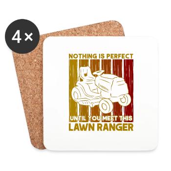 Hobbygärtner Rasen Rasenmäher Geschenk - Untersetzer (4er-Set) - Weiß - Vorne