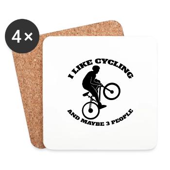 Bike Tour Cycling Cycling Mountain Bike - Coasters (set of 4) - white - Front