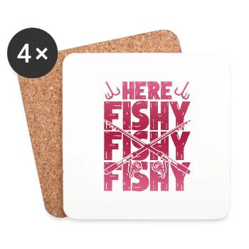fishy fishing slogan - Coasters (set of 4) - white - Front