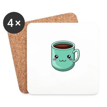 Coffee makes my day much better - Coasters (set of 4) - white - Front