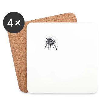 Tarantel große Spinne mit Spinnennetz Netz Faden - Untersetzer (4er-Set) - Weiß - Vorne