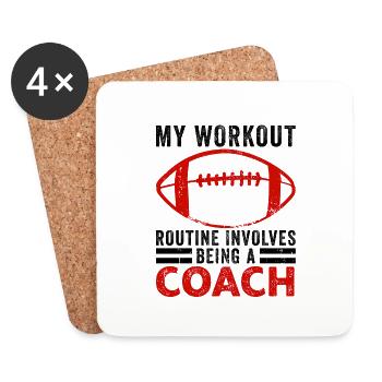 Football Workout Routine Sports Football Coach - Coasters (set of 4) - white - Front