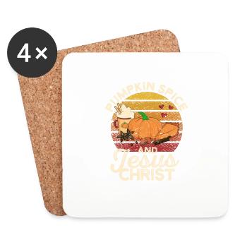Funny Coffee Lovers Religious Pumpkin Spice - Coasters (set of 4) - white - Front
