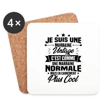 Je suis une marraine vintage - Dessous de verre (lot de 4) - blanc - Devant