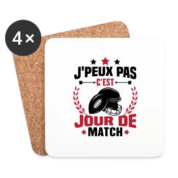 J'peux pas c'est jour de match rugby - Dessous de verre (lot de 4) - blanc - Devant
